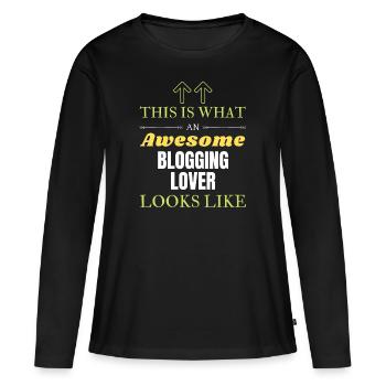 Voici à quoi ressemble un amateur de blogs génial - T-shirt manches longues Premium bio Femme - noir - Devant - Julia (174cm)