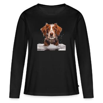 LAVERIE POUR CHIEN - T-shirt manches longues Premium bio Femme - noir - Devant - Julia (174cm)