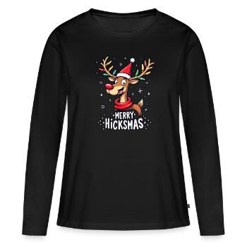 Weihnachten Rentier Rudolph - Frauen Premium Bio Langarmshirt - Schwarz - Vorne - Julia (174cm)