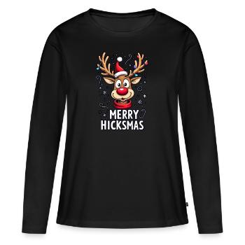 Weihnachten Rentier Rudolph - Frauen Premium Bio Langarmshirt - Schwarz - Vorne - Julia (174cm)