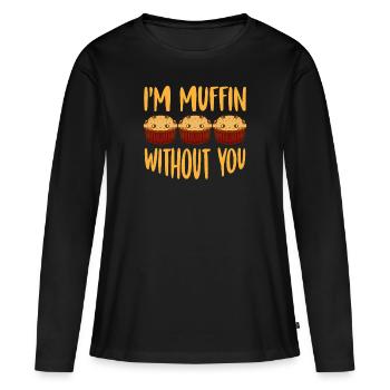 Tarte I’m Muffin Sans Toi Muffin - T-shirt manches longues Premium bio Femme - noir - Devant - Julia (174cm)