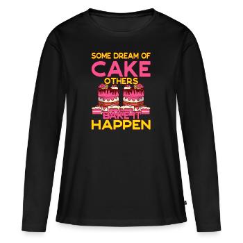 boulanger pâtissier bake it happen pâtisserie - T-shirt manches longues Premium bio Femme - noir - Devant - Julia (174cm)