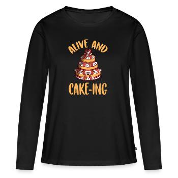 Lebendiges und kuchenhaftes Patissier-Backen - Frauen Premium Bio Langarmshirt - Schwarz - Vorne - Julia (174cm)