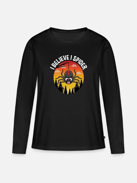 I Believe I Spider Deutsche Sprichwörter - Frauen Premium Bio Langarmshirt - Schwarz