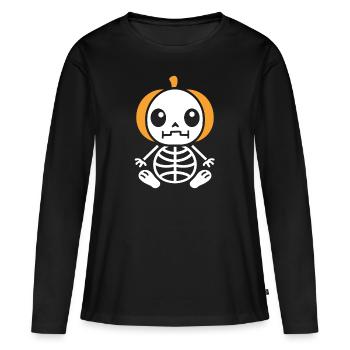 Squelette - T-shirt manches longues Premium bio Femme - noir - Devant - Julia (174cm)