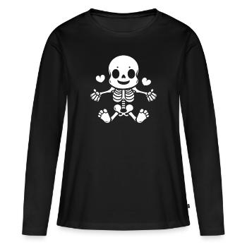 Squelette - T-shirt manches longues Premium bio Femme - noir - Devant - Julia (174cm)