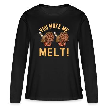 Tu me fais fondre Sundae Gelato Cream - T-shirt manches longues Premium bio Femme - noir - Devant - Julia (174cm)