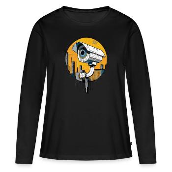 Caméra de sécurité CCTV - T-shirt manches longues Premium bio Femme - noir - Devant - Julia (174cm)