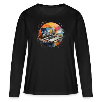 ordinateur portable calculatrice ordinateur - T-shirt manches longues Premium bio Femme - noir - Devant - Julia (174cm)