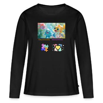 Pêcher l’amitié Accepter les différences - T-shirt manches longues Premium bio Femme - noir - Devant - Julia (174cm)