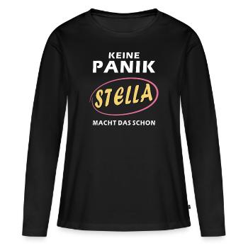 PAS DE PANIQUE, STELLA LE FERA - T-shirt manches longues Premium bio Femme - noir - Devant - Julia (174cm)