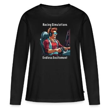 Simulations de course, une excitation sans fin - T-shirt manches longues Premium bio Femme - noir - Devant - Julia (174cm)