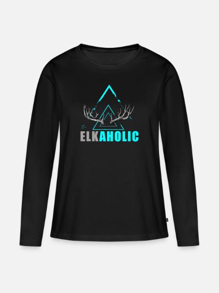 Elchjagd Elkaholische Jäger - Frauen Premium Bio Langarmshirt - Schwarz