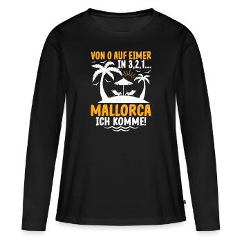 Dein Urlaub: Von 0 auf Eimer – Mallorca ich komme! - Frauen Premium Bio Langarmshirt - Schwarz - Vorne - Julia (174cm)