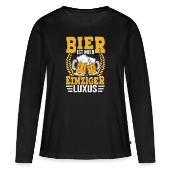 Bier ist mein Luxus – Witziges Mallorca Design - Frauen Premium Bio Langarmshirt - Schwarz - Vorne - Julia (174cm)