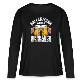 Malle Style Mode – Ein Bierbauch als Statussymbol! - Frauen Premium Bio Langarmshirt - Schwarz - Vorne - Julia (174cm)