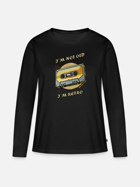 KASETTE I'M NOT OLD I'M RETRO - Frauen Premium Bio Langarmshirt - Schwarz