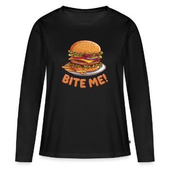 HAMBURGERS - T-shirt manches longues Premium bio Femme - noir - Devant - Julia (174cm)
