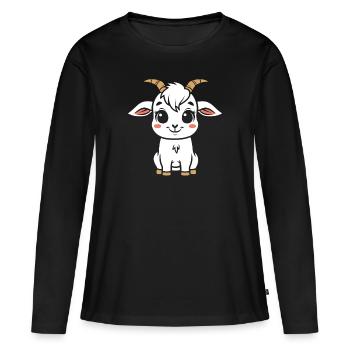 Bouc - T-shirt manches longues Premium bio Femme - noir - Devant - Julia (174cm)