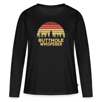 Arschloch-Flüsterer - Frauen Premium Bio Langarmshirt - Schwarz - Vorne - Julia (174cm)