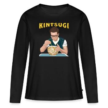 KINTSUGI - T-shirt manches longues Premium bio Femme - noir - Devant - Julia (174cm)