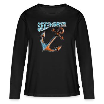 SCHIFFANKER SEEFAHRER - Frauen Premium Bio Langarmshirt - Schwarz - Vorne - Julia (174cm)