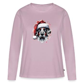 Polygon Kunst - Dalmatiner Hund Weihnachtsmütze - Frauen Premium Bio Langarmshirt - Altrosa - Vorne - Julia (174cm)