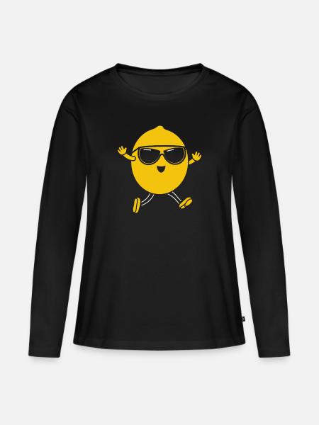 Zitrone - Frauen Premium Bio Langarmshirt - Schwarz