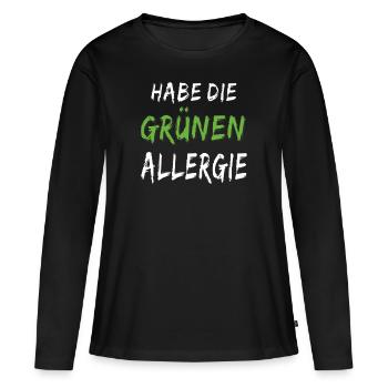 GRÜN HABE DIE GRÜNEN ALLERGIE - Frauen Premium Bio Langarmshirt - Schwarz - Vorne - Julia (174cm)