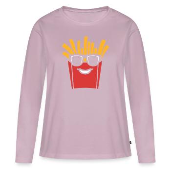 frites - T-shirt manches longues Premium bio Femme - rose poudré - Devant - Julia (174cm)