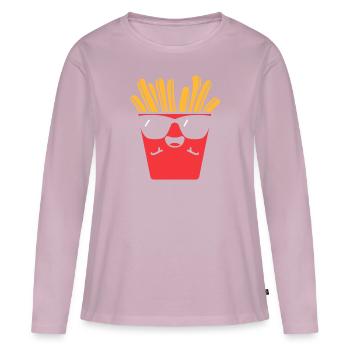 frites - T-shirt manches longues Premium bio Femme - rose poudré - Devant - Julia (174cm)