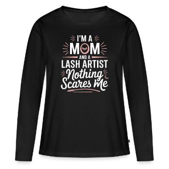Entre famille et art des cils - T-shirt manches longues Premium bio Femme - noir - Devant - Julia (174cm)