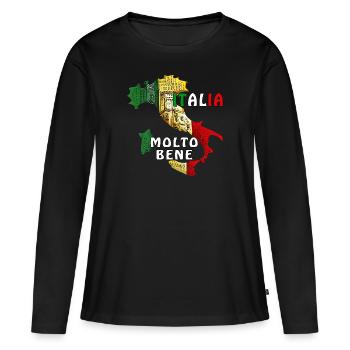 ITALIE ITALIA MOLTO BENE - T-shirt manches longues Premium bio Femme - noir - Devant - Julia (174cm)