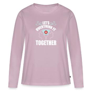 Réfléchissons ensemble - T-shirt manches longues Premium bio Femme - rose poudré - Devant - Julia (174cm)