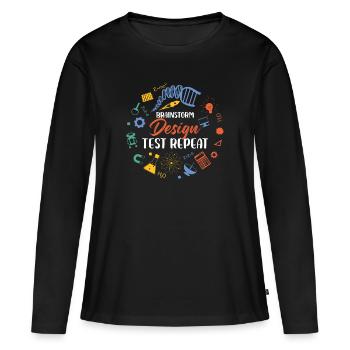 Brainstorming Design Test Répéter l’éducation spéciale - T-shirt manches longues Premium bio Femme - noir - Devant - Julia (174cm)