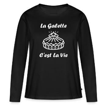 Pfannkuchen - Frauen Premium Bio Langarmshirt - Schwarz - Vorne - Julia (174cm)