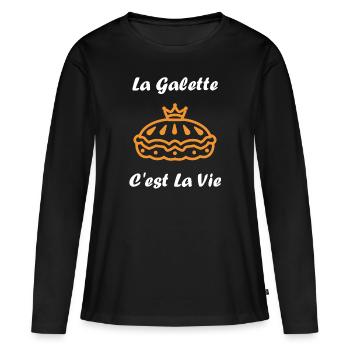 Pfannkuchen - Frauen Premium Bio Langarmshirt - Schwarz - Vorne - Julia (174cm)