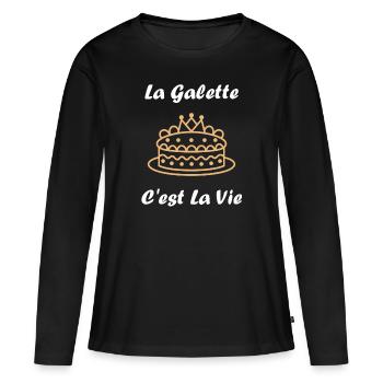Pfannkuchen - Frauen Premium Bio Langarmshirt - Schwarz - Vorne - Julia (174cm)