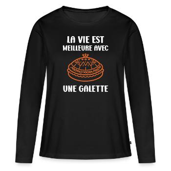 Pfannkuchen - Frauen Premium Bio Langarmshirt - Schwarz - Vorne - Julia (174cm)