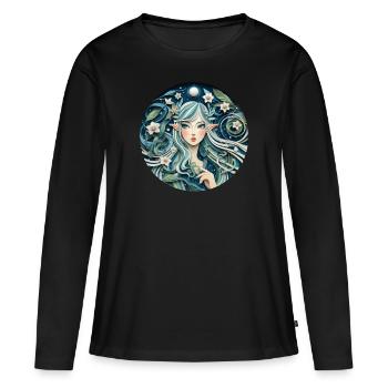 Elfe, Fée, Fantaisie - T-shirt manches longues Premium bio Femme - noir - Devant - Julia (174cm)