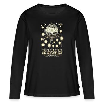 Parade des lanternes, lanterne - T-shirt manches longues Premium bio Femme - noir - Devant - Julia (174cm)