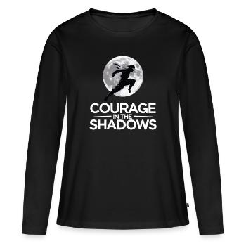 LE COURAGE DANS L’OMBRE - T-shirt manches longues Premium bio Femme - noir - Devant - Julia (174cm)