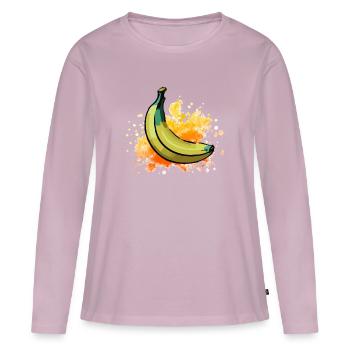 Végétarien Végétalien Banane Design - T-shirt manches longues Premium bio Femme - rose poudré - Devant - Julia (174cm)