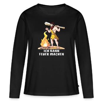 NEANDERTHAL I CAN MAKE FIRE - Women's Premium Organic Long Sleeve Shirt - black - Front - Julia (174cm)