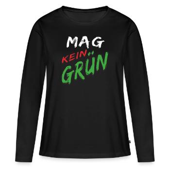 LE VERT N’AIME PAS LE VERT - T-shirt manches longues Premium bio Femme - noir - Devant - Julia (174cm)