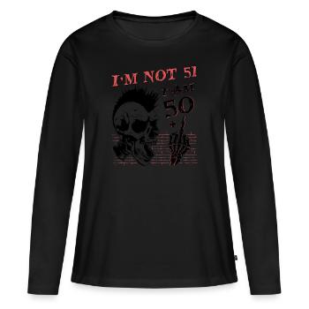 J’ai 50 ans et plus majeur - 51e anniversaire - T-shirt manches longues Premium bio Femme - noir - Devant - Julia (174cm)