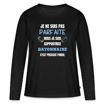 Supportrice Bayonnaise Parfaite Rugby - T-shirt manches longues Premium bio Femme - noir - Devant - Julia (174cm)