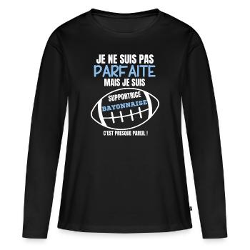 Supportrice Bayonnaise Parfaite Rugby - T-shirt manches longues Premium bio Femme - noir - Devant - Julia (174cm)