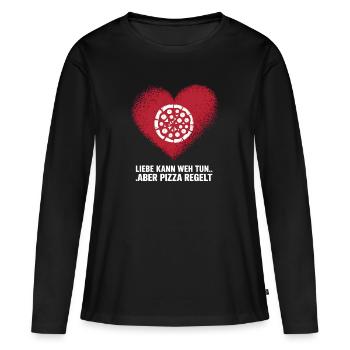 Love Hurts Breakup Valentine's Day Pizza Regulates - Women's Premium Organic Long Sleeve Shirt - black - Front - Julia (174cm)