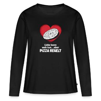 Love Hurts Breakup Valentine's Day Pizza Regulates - Women's Premium Organic Long Sleeve Shirt - black - Front - Julia (174cm)